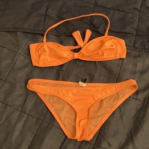 J crew electric orange bikini